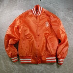 VTG West Ark USA Orange Satin Jacket Sz Lg Washoe County Nevada Road Division